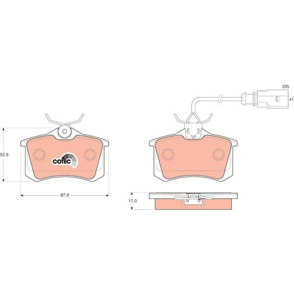 Pastilhas de Travão para Volkswagen Galaxy ALHAMBRA (2 Un) TRW - Sistema de freios de veículos motorizados - pastilhas, travão, volkswagen galaxy alhambra, conjunto