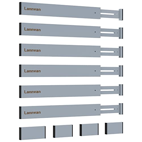 Separadores Lannvan 6 Peças Ajustáveis com Resorte e Bambu - Cinzento Lannvan - Organizadores de gavetas para casa - separadores, 6 peças, ajustáveis, resorte, bambu