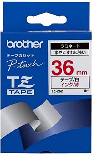 Fita para Etiquetadora BROTHER G-221RZB Brother - Fitas de etiquetas e recargas - 36x8, vermelho sobre branco, rotuladora, laminado