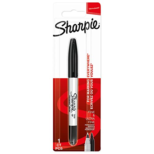 Marcador Permanente SHARPIE Fineliner Preto (Ponta Fina) Newell Brands - Marcadores e marcadores de texto - 0,5 mm, resistente à água, ponta fina, 2 unidades