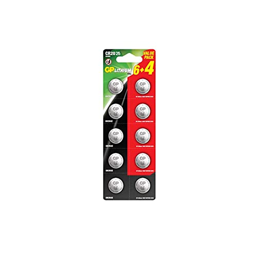 Pilha Recarregável CR2025 - 10 Unidades GP Battery - Baterias - pilha recarregável, CR2025, 160 mAh, 3 V, litio