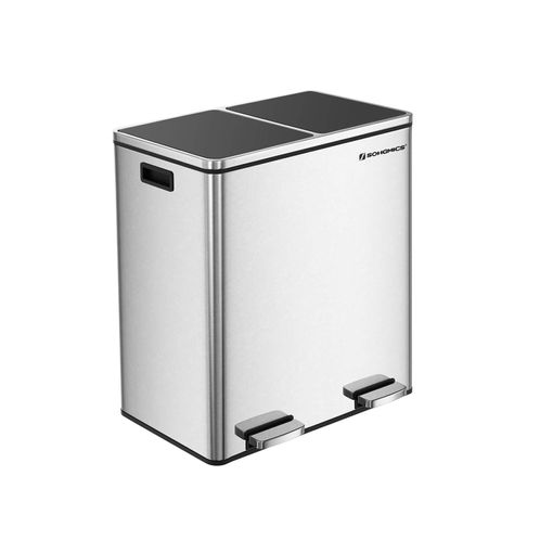 Caixote de Lixo Duplo com Pedal para Reciclagem Ltb60nl 2X30L SONGMICS SONGMICS - Acessórios de contenção de resíduos - duplo, pedal, reciclagem, 2x30l