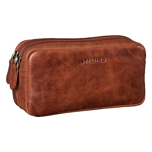Estojo STILORD 2 Cremalleras (Cognac - Couro) STILORD - Estojos para canetas e lápis - couro, 2 compartimentos, 18 cm, divisões