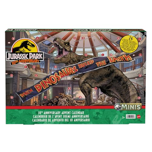 Figura MATTEL Jurassic World Holiday Calendar Mattel - Brinquedos - 19 mini-dinossauros, minifigura humana, 10 peças, escala