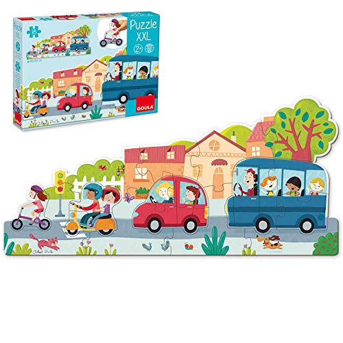 Puzzle Cidade Infantil 80 X 38 Cm Goula Goula - Quebra-cabeças de encaixar - 18 peças, 80x38 cm, veículos, habilidade manual