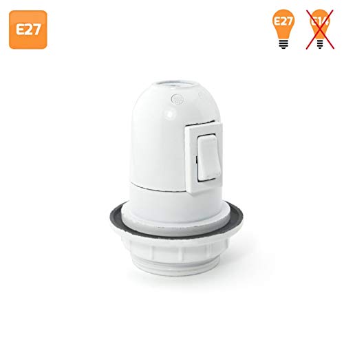 Tomada com Interruptor e Base para Luzes E27 Branco 1 Unidades (Electricidade e Domótica) DAYJO - Tomadas e soquetes de energia - interruptor, e27, branco, pvc