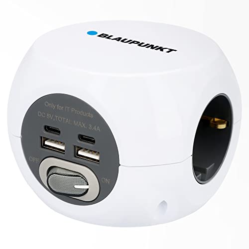 Extensão Elétrica BLAUPUNKT BD-3000 (1.4 m - 3 Tomadas) Blaupunkt - Filtros de linha e supressores de surtos - 3 tomadas, 2 portas USB, proteção de toque, interruptor iluminado