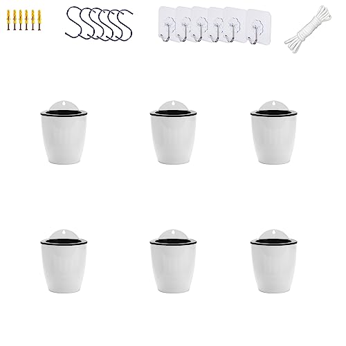 Conjunto de 6 Macetas Recicláveis ORIMERC Orimerc - Vasos e canteiros - 6 macetas, recicláveis, reguador automático, parede, branco