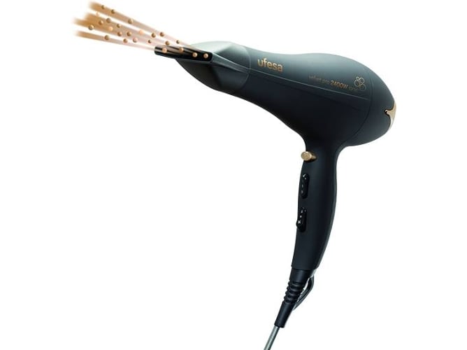 Secador de cabelo UFESA SC8450 VELVET PRO (2400 W) Ufesa - Secadores de cabelo - 2400W, tecnologia iónica cerâmica, 2 velocidades, 3 temperaturas