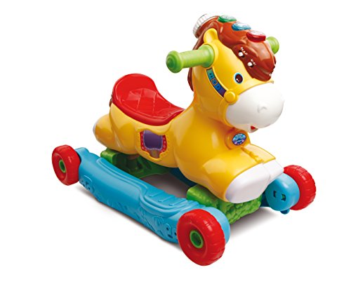 Triciclo VTECH P'TIT GALOP Mon Poney Basculo (Idade Mínima Recomendada: 1 ano - Vermelho) VTech - Brinquedos - triciclo, cavalo balouçante, baloiço ajustável, sons musicais
