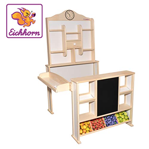 Carrinho de Cozinha EICHHORN 100002553 (Madeira - 73 x 78 x 112 cm) Eichhorn - Brinquedos - rodas, mesa dobrável, armario, fogão, madeira
