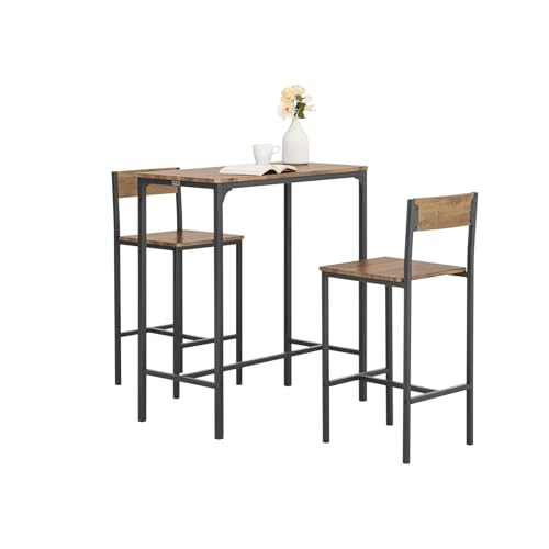 Conjunto Móveis de Bar SOBUY OGT03-XL (Castanho - Aço) sobuy - Conjuntos de móveis de cozinha e sala de jantar - conjunto, móveis, bar, sobuy, castanho, aço