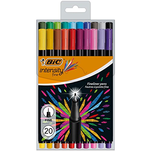 Bic Fina Stylo Rollerball Preto e Multicor BIC - Canetas - ponta fina, tinta à base de água, 20 marcadores, preto e multicolor