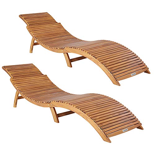 Conjunto de 2 Espreguiçadeiras de Madeira CASARIA Casaria - Móveis de exterior - conjunto, espreguiçadeiras, madeira, CASARIA, estrutura, apoio