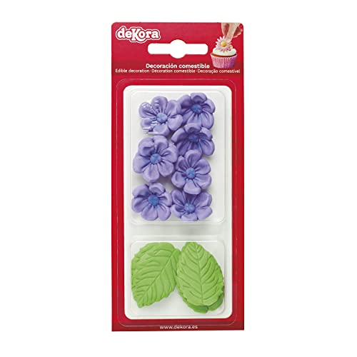 Flores de Açúcar DEKORA (Violeta e Verde) Dekora Innova S.A.U. - Decorações comestíveis para bolos - violeta, verde