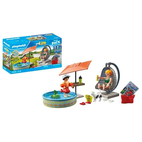 Playmobil 71476 Conjunto de bonecos temáticos para crianças PLAYMOBIL - Brinquedos - bonecos temáticos, cadeira suspensa, gato curioso, piscina
