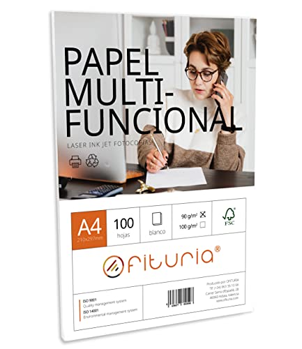 Pack 100 Folhas A4 Brancas OFITURIA (90g/m²) OFITURIA - Papel de impressora e copiadora - a4, branca, 90g/m2, multifunções