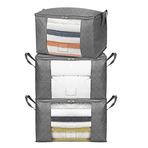 Caixa de Arrumação AMZ Basic com Janelas (Branco - Poliéster) Amazon - Sacolas de armazenamento doméstico - branco, poliéster, 3 peças, 2,5 kg