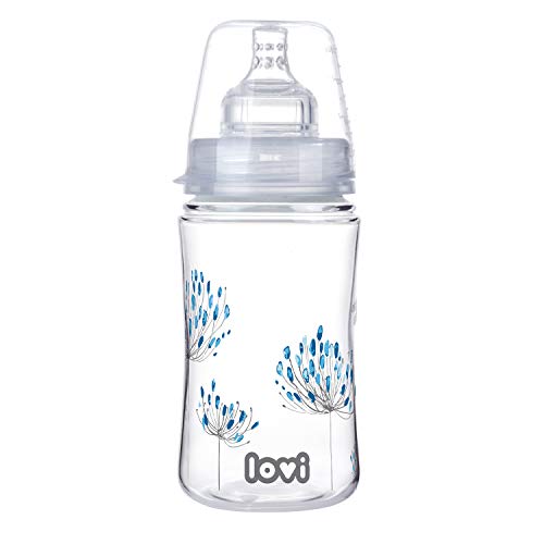 Biberão LOVI Anti-Colic Blue (240 ml) - Botanic Canpol Sp. z o.o. - Suplementos de alimentação por sonda - anti-cólicas, ergonómica, silicone, 240 ml