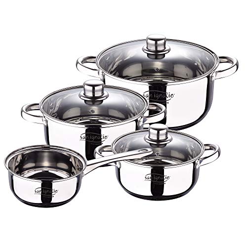 Conjunto de Panelas e Tachos Cassel SG 7 Peças Aço Inoxidável San Ignacio - Utensílios de cozinha - panelas, tachos, aço inoxidável, 7 peças