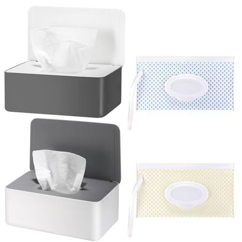 Caixa para Toalhitas Húmidas 2 Peças com Bolsa de Toalhitas Mkitnvy - Aquecedores e dispensadores de lenços umedecidos para bebê - caixa, toalhitas húmidas, bolsa toalhitas