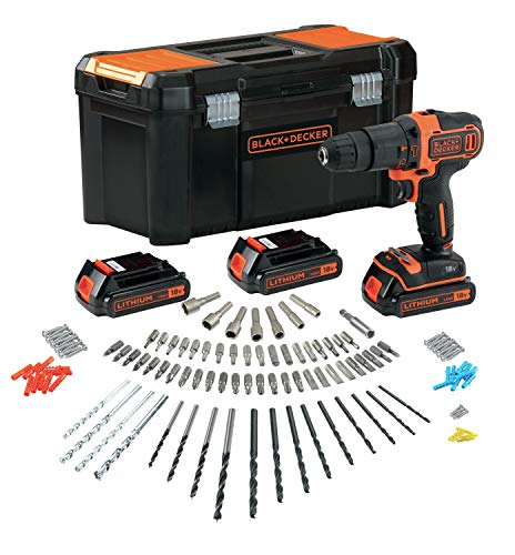 Broca BLACK & DECKER BDCHD181B3A 1 peça(s) BLACK + DECKER - Berbequins elétricos portáteis - 2 velocidades, bateria lítio, 18 V, 1500 mAh