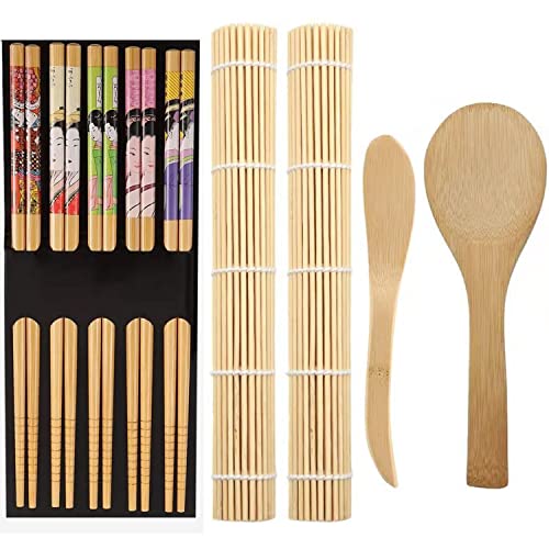 Kit para Fabricar Sushi com Madeira 9 Peças ZFYQ - Utensílios de Cozinha - kit, fabricar sushi, madeira, 9 peças