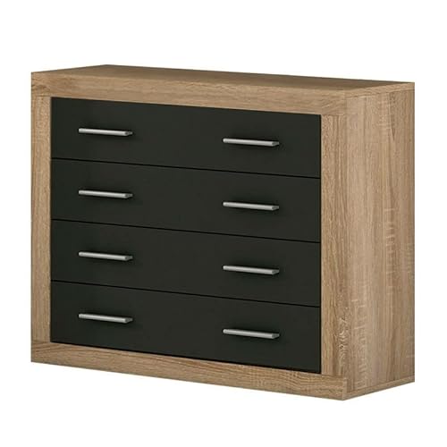Cómoda 4 Gavetas LIQUIDATOR Modelo Lara Cinzento Liquidator - Guarda-roupas - 4 gavetas, madeira mdf, melamínica preta, design moderno