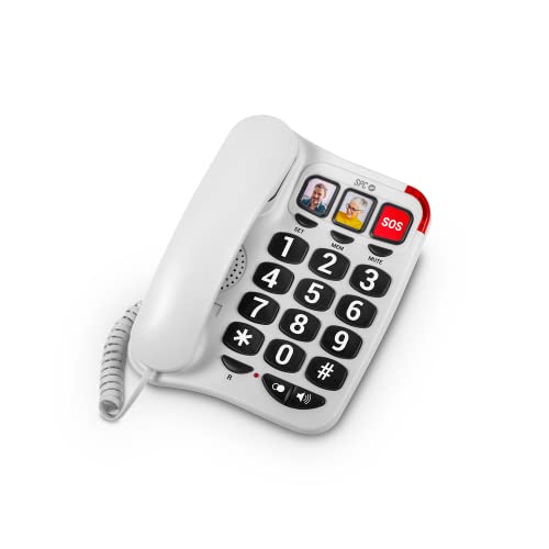 Telefone fixo SPC Comfort Numbers 2 (Branco) SPC - Telefones com fios - analógico, branco, com cabo, retroiluminadas, indicador LED