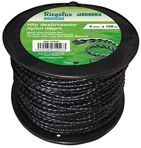Fio de nylon para desbroçadoras RIEGOLUX RIEGOLUX - Acessórios para aparadores de erva - nylon, 4 mm x 100 m, helicoidal, preto