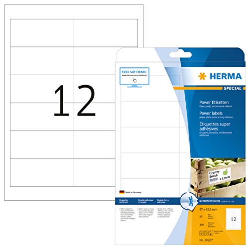 Herma Labels white 105x37 SuperPrint 300 pcs. HERMA - Etiquetas e tags - 105x37mm, 300 pcs, superprint, etiquetas permanentes