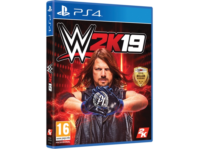 Jogo PS4 WWE 2K19 (Mudança de Ecrã - Espanhol) Take Two Interactive Spain - Software de jogos de vídeo - ps4, wwe 2k19, aj styles, superstars, letras