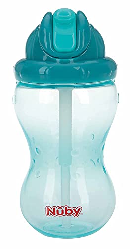 Caneca de Silicone com Pajita NUBY Flip It Azul (360 ml) Nuby - Canecas - silicone, paja, 360 ml, higiénicos