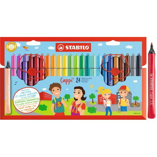 Marcadores Permanente STABILO Triangular (24 Un) Stabilo - Marcadores e marcadores de texto - tinta à base de água, resistente ao desidratamento, lavável, triangular