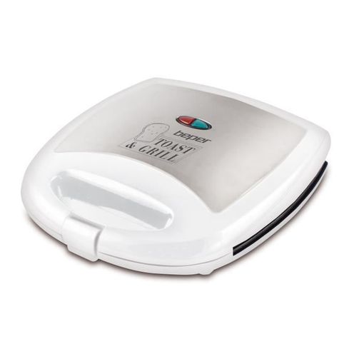 Máquina de Corte em Fatias BEPER 90.620 (Branco) Beper - Sanduicheiras - 4 fatias, placas antiaderentes, isolamento térmico, desconexão automática