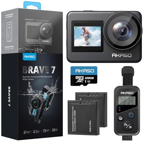 Action cam AKASO Brave 7 (4K - 20 MP - Até 120 min de autonomia - Wi-Fi) AKASO - Câmeras - 4k, 20 mp, 120 min autonomia, wi-fi