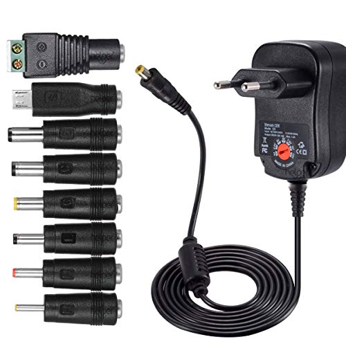 Adaptador e transformador 12W Universal Adaptador 3V 4,5V 5V 6V 7,5V 9V 12V 1.2A 1000 mA Multi voltajes Alimentación helpers lab - Carregadores de bateria de uso geral - universal, 12w, transformador, multi-voltages