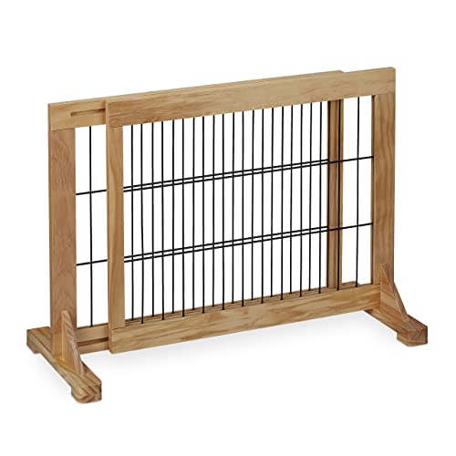 Barreira de Proteção para Cães Relaxdays | Madeira/Aço | 56x70-115 cm - Castanho Relaxdays - Móveis para bebês e crianças pequenas - madeira, aço, 56x70-115 cm, castanho