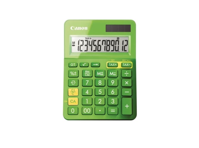 Calculadora de Escritório CANON LS-123K Verde Canon - Calculadoras - visor LCD 12 dígitos, função cálculo taxas, memória total geral, dupla alimentação