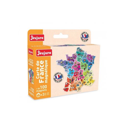 Jogo Educativo JEUJURA Tableau en bois carte de France magnetique (Idade Mínima: 5) JEUJURA - Fabricação - 100 ímanes, departamentos, monumentos, culinárias