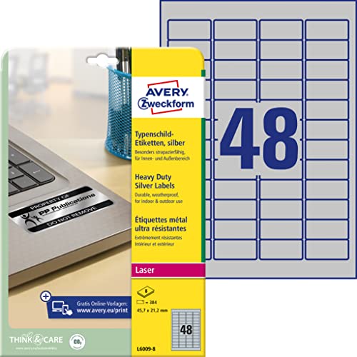 Etiqueta para impressão Avery 8 folhas | Prateado (Classificação e Arquivo) AVERY Zweckform - Papel de impressora e copiadora - prateado, epson, jato de tinta