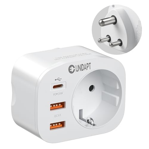 Adaptador UNIDAPT (India - Tipo D - Preto) Unidapt - Inversores de energia - adaptador, unidapt, índia, tipo d, preto