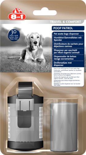 Bolsa para Excrementos para Cão SAMME 8 em 1 Poop Patrol Dispenser 8IN1 - Sacos de recolha de resíduos para animais de estimação - 8 em 1, dispensador, alça ajustável
