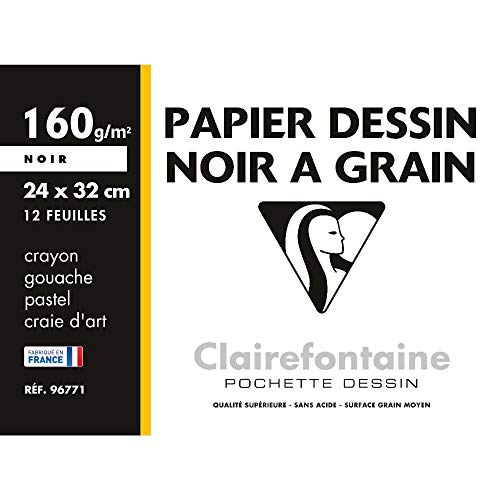 Papel para Desenho CLAIREFONTAINE 800006 Clairefontaine - Papel de arte e artesanato - preto, 160 g