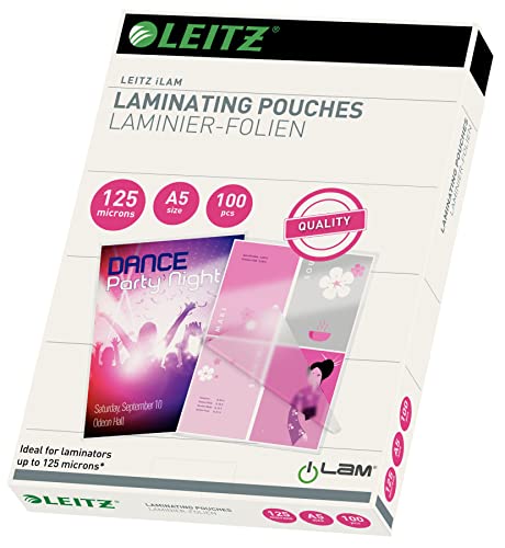 Esselte Leitz 626001 25peça(s) pasta plástica Azul, Branco ACCO - Filme de laminação, pochetes e folhas - 25 peças, A5, azul branco, plástica