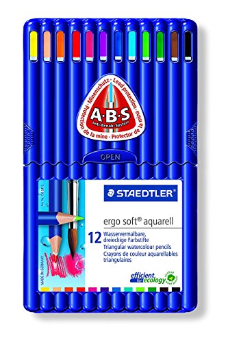 Lápis de Cor STAEDTLER Ergosoft (Conjunto 12 Unidades) Staedtler - Lápis - 12 unidades, cores vivas, mina à base de borracha