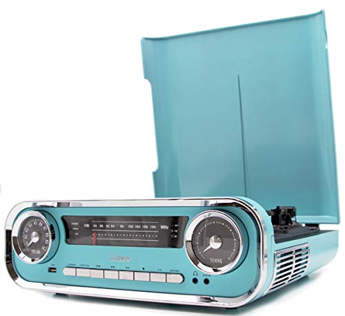 Gira-Discos LAUSON 01TT18 Preto, Azul (33.3 rpm) Lauson - Áudio - 33.3 rpm, 2 colunas, caixa preta e azul