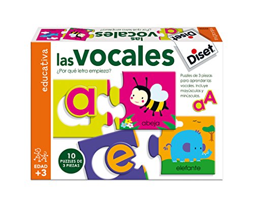 Jogo Didático DISET 63302 (Idade Mínima Recomendada: 3 anos) Diset - Quebra-cabeças - vogais, puzzles, autocorreto, 3 anos