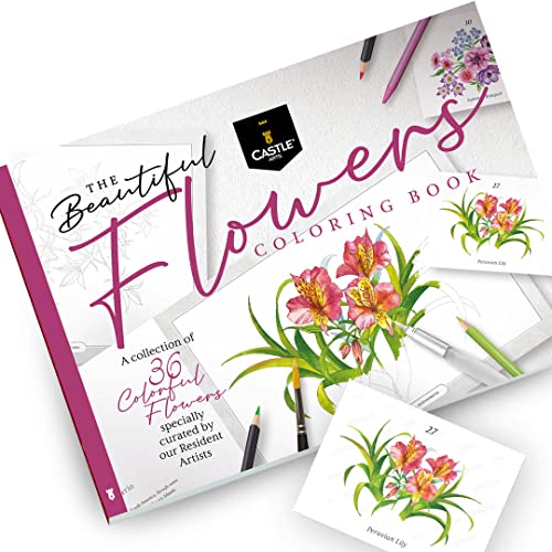 Livro para Colorir CASTLE ARTS Flowers (Idade Mínima Recomendada: 6 anos) Castle Art Supplies - Livros - livro colorir, castles arts, flores, 6 anos
