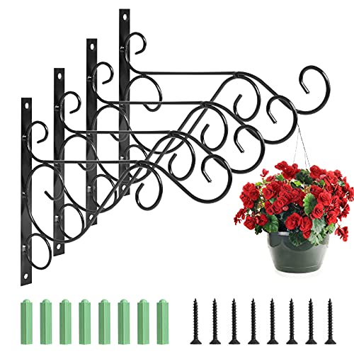 Suporte para Parede de Jubaopen 4 Peças Preto Jubaopen - Suportes para plantas - 5 kg, ferro, 4 peças, preto